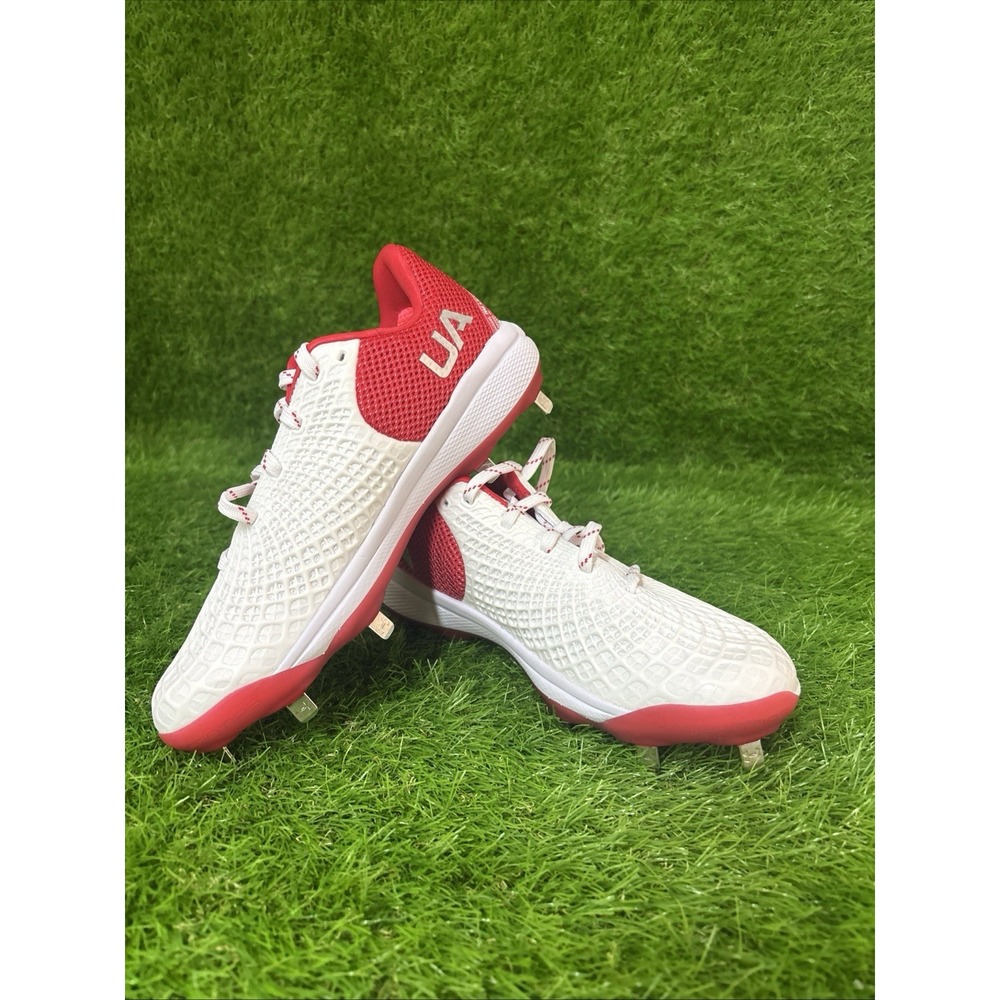 Under‎ Armour Size 7 Glyde 2.0 MT TPU Softball Metal Cleats White Red